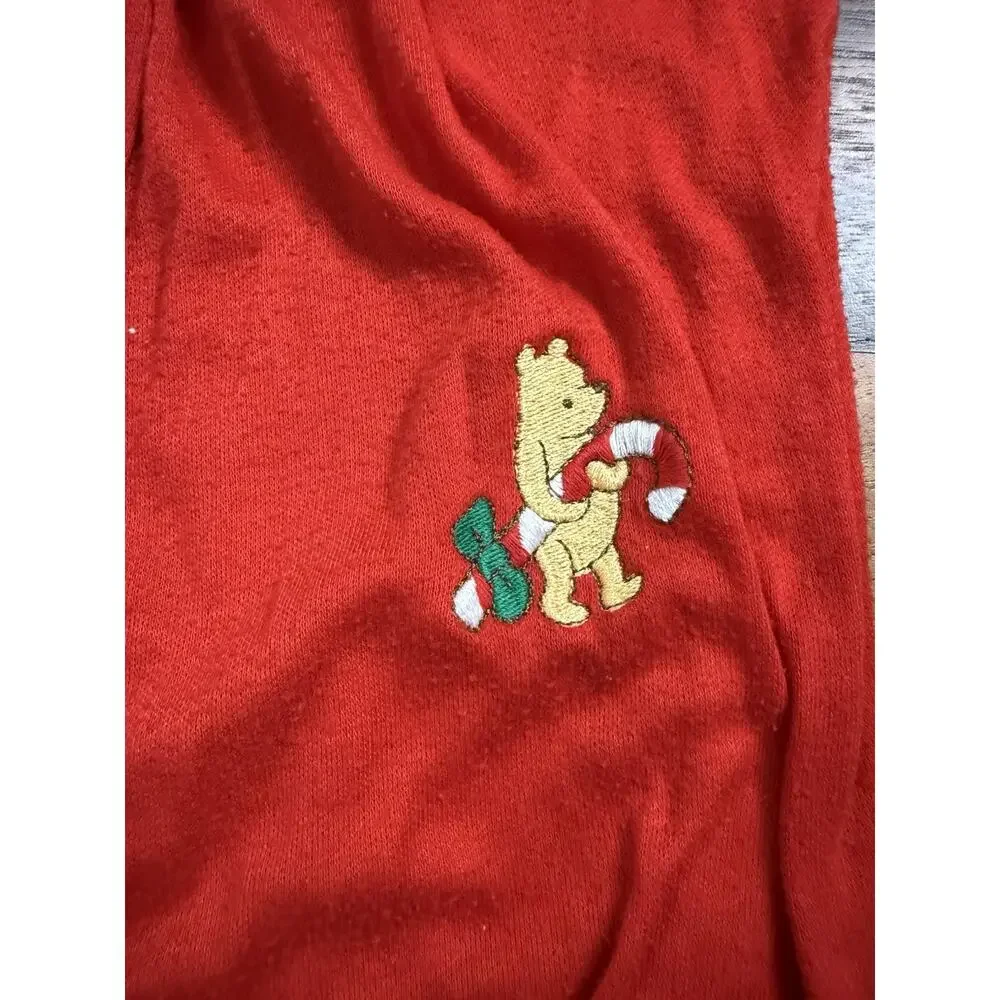 Vintage Christmas Winnie the Pooh Red Footed One-Piece Snap Long Sleeve 14-18 lb